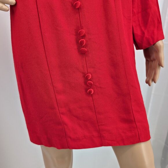 Vintage 1990s Frederick's of Hollywood Mini Dress Red Button Front Cut Out 11-12 - Picture 10 of 11